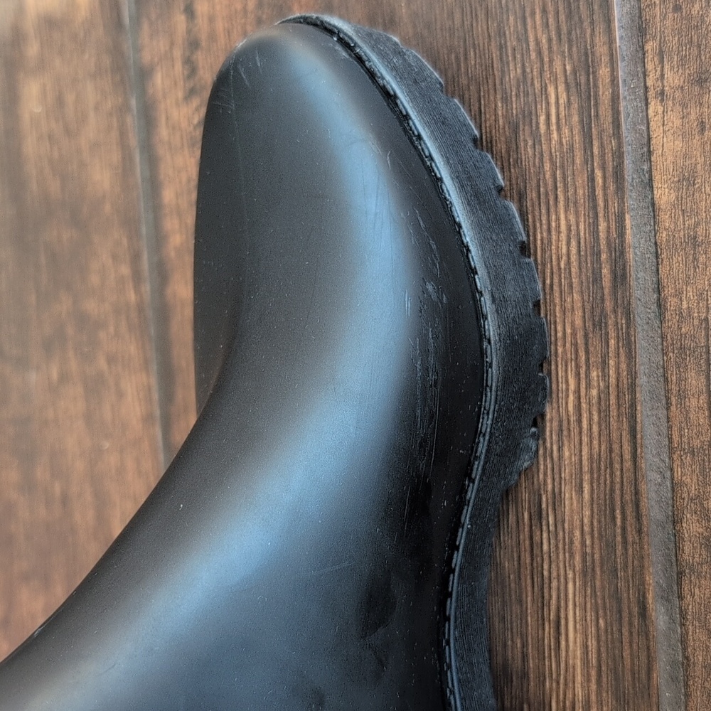 Jeffrey Campbell Black Matte Cloudy Waterproof Chelsea Platform Rain Boots - 8.5 - Picture 6 of 11